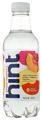 Hint Peach & Raspberry Flavored Water, Zero Diet Sweeteners, 16 Fluid Ounces (Pack Of 12)