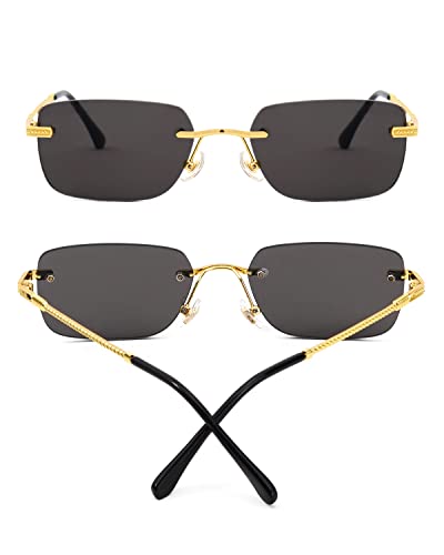 Zeelool Retro Rectangle Sunglasses Women Men Trendy Rimless Small Square Sun Glasses #TOP3