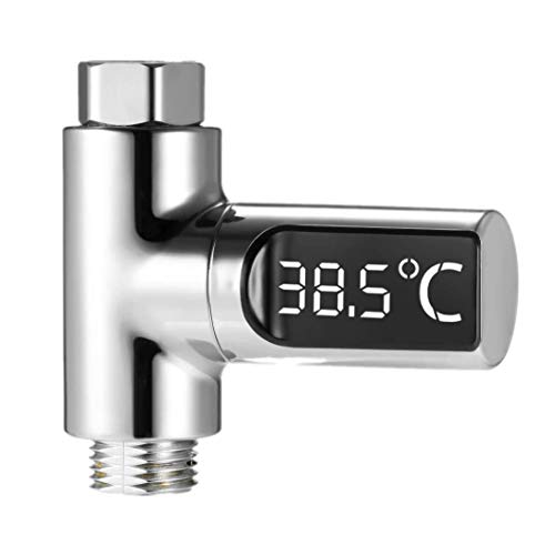 XLKJ LED Digital Badethermometer, Duschthermometer 5-85 Grad Echtzeit Wasserdurchfluss mit 360 ° drehbarem Bildschirm