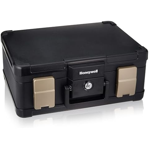 Honeywell Safes & Door Locks LHLP1103G 30 Minute Fire Safe Waterproof Safe Box Chest with Carry Handle, Medium, 1103, Black, 7.3 litre Cover