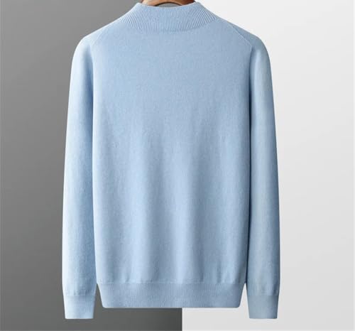 Men's Seamless Wool Knit Pullover - Spring Half High Neck Basic Casual Business Sweater2