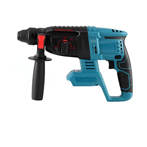Taladro percutor rotatorio eléctrico inalámbrico, 4 modos, pala de martillo de taladro plano profesional for batería de 21V (con batería)(Blauw)