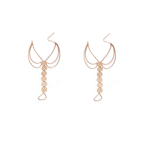Colorful Bling 2 Pcs Boho Coin Barefoot Anklets Sandals Gold Silver Color Charm Disc Ankle Bracelet Summer Anklet Beach Foot Chain Jewelry For Women Girls - Gold #TOP10