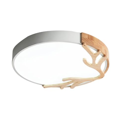 Plafonnier LED style nordique en bois rond vert macaron pour chambre enfant