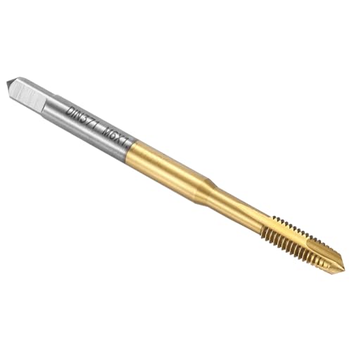 uxcell Spiral Point Plug Threading Tap M6 x 1 Thread, Ground Threads H2, M35 High Speed Steel Cobalt, Titanium Nitride Coating, Metric Screw Taps Tapping Bit for Thread