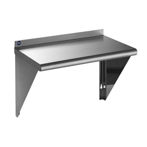Image of ROCKPOINT Stainless Steel Shelf 18 x 24 Inches 300lb, NSF Metal Commercial Shelves Wall Mount Floating Shelving with Backsplash for Restaurant, Kitchen, Home and Hotel, Silver