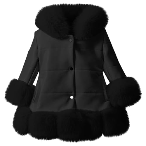𝗛ooded Puffer for Toddler Girls Jacket Heavyweight Kid Button Parka Fleece Outwear Warm Solid Coat with Pocket
