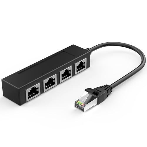 Image of RJ45 1 Male to 4 x Female LAN Splitter Adapter Cable Suitable Super Cat6 | Ethernet Splitter Cable Suitable Super Cat5, Cat5e, Cat6, Cat7 LAN Ethernet Socket Connector Adapter ONE Internet