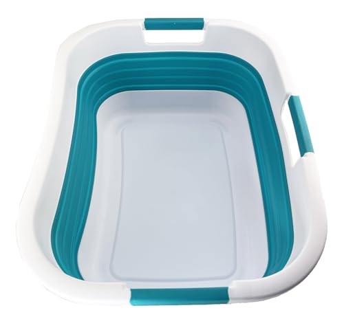 Sammart 30L Pop-Up Wäschekorb Weiß-Blau