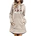 Kleid Weihnachten Damen Elegant, Sweatshirt Kleid Damen Mit Taschen, Weihnachts Hoodie Damen Lang Pulloverkleid Damen Mit Klassiker Bedruckt Casual Basic Weihnachtskleid Damen Langarm Kleid