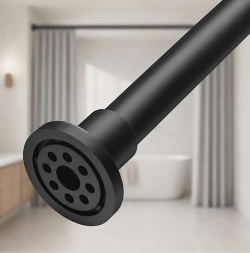 ALLZONE Heavy Duty Tension Shower Curtain Rod 42-83 Inches for Bathroom, Window, Non-Slip, Adjustable with Strong Spring Pole for Closet, Doorway, No Rust, No Drilling, Black
