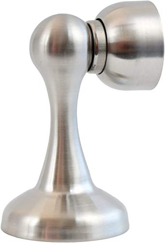 Ling Door Stopper 1 Pack Magnetic Door Stop Stainless Steel Magnetic Soft-Catch Door Catch Floor Mounted Silver Door Holder for Wide Doors, Screws for Stronger Mount, Wall Protector and Keep Door Open