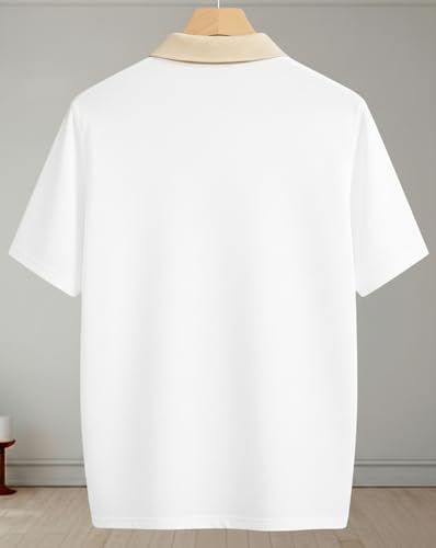 Image of AUSK Men's Premium Polo Tshirt | Cotton Rich Fabric | Zip Collar Tshirts | Half Sleeves | Engineered Knit Design | Regular Fit