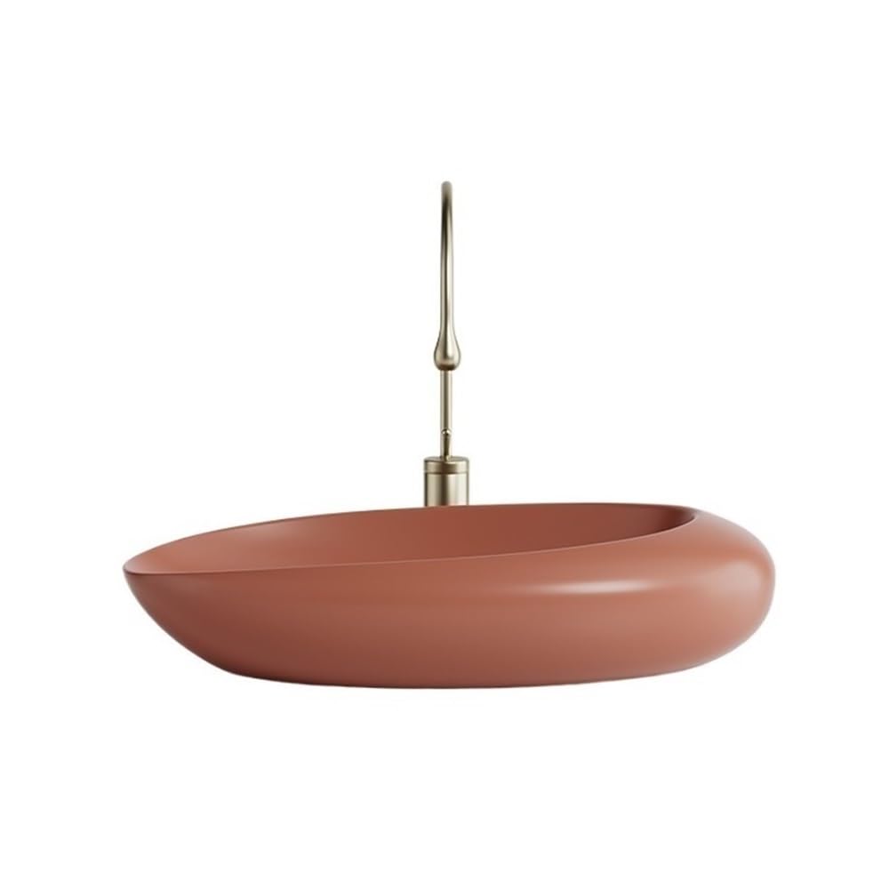 Lavabo da appoggio Oval Shaped Ceramic Integrated Wash Basin Colorful