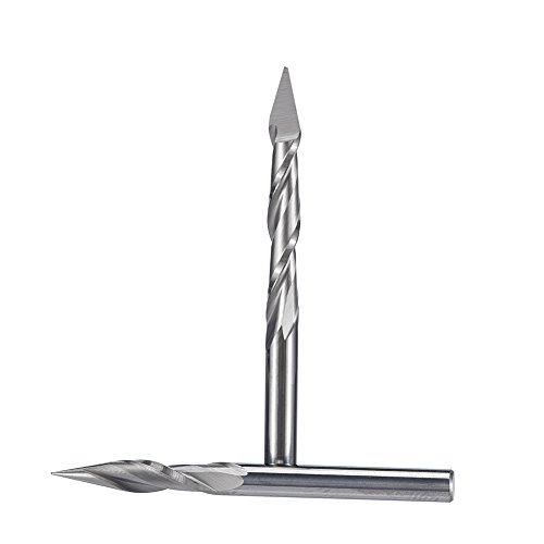 Huhao 10Pcs Spiral Engraving Cnc Router Bit Milling Cutter Tools Up Cut Pyramid 2 Flute 30 Degree 0.1Mm Tip Diameter 1/8 Shank #TOP3