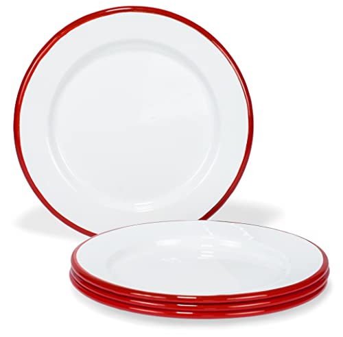 Red Co. Set of 4 Enamelware Metal Classic 8' Round...