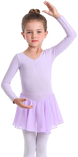 Image of MdnMd Toddler Ballet Leotards for Girls Dance Leotards with Skirt Gymnastic Ballerina Outfit Dress Classic Short Sleeve