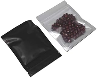 100 Pack Resealable Airtight Bags Mylar Foil Zipper Lock Pouch (Matte Black 2.9x3.9 inch) for Zip Reclosable Lock Food Storage Bags Heat Seal Pouches Grocery Pack