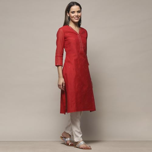 Image of BIBA Women Polyester Regular Fit Asymmetric Kurta