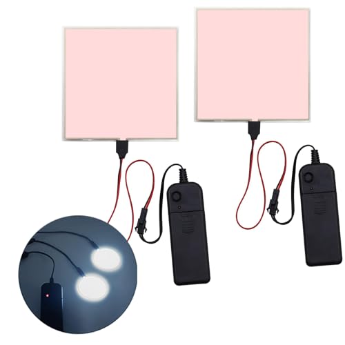 Image of Glowing LED Eyes Cuttable 2PCS 10 * 10cm EL Panel Electroluminescent Light Sheet Decorations Light Lamp Sheet Sheet with Battery Inverter (White)