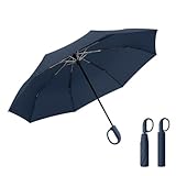 AKINOYAMA Regenschirm groß Sturmfest –Automatisches Öffnen/Schließen Golf Umbrella Karabinergriff für Herren und Damen (Marineblau)