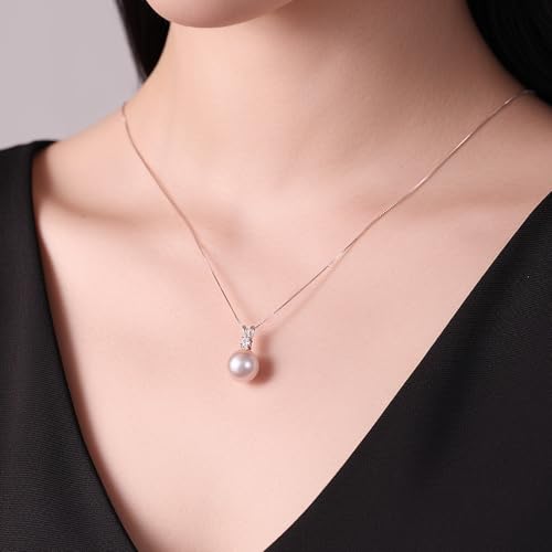 Cultured 11-12MM Round Pink Purple Blue Grey Golden Tahitian Black Pearl Necklace for Women, S925 Sterling Silver 18K Gold Plated, Single Pearl Pendant Necklace3