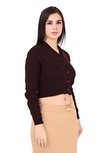 Image of Women Winter Wear V-Neck Full Sleeves Regular Fit Woollen Blouse