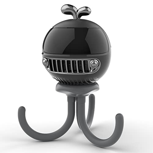 Image of KinYiLO Cute Stroller Fan Clip On for Baby, Portable Bladeless Baby Fans Quiet, 4000mah Rechargable Battery Operated, 4 Speeds,Flexible Tripod,Small Clip Fan for Crib,Carseat