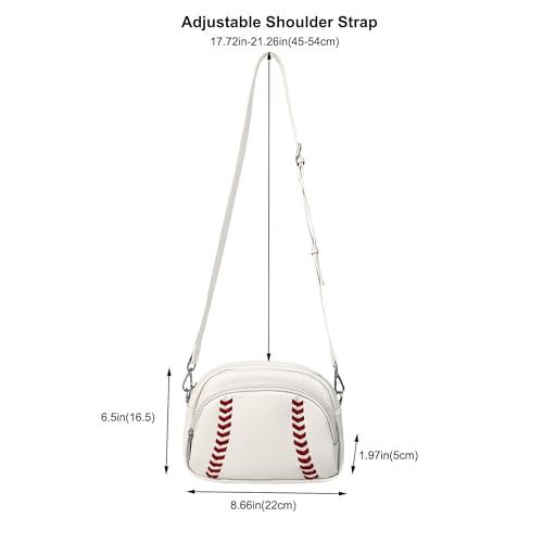 Eiyye Baseball Crossbody Bag for Women Sports Small Purse with Adjustable Strap Lightweight Shoulder Bag for Game Day, Travel & Everyday(Cream)2