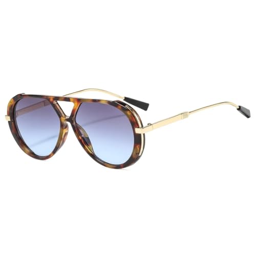 Lunettes de soleil rétro femme homme UV400 accessoire mode léopard dégradé