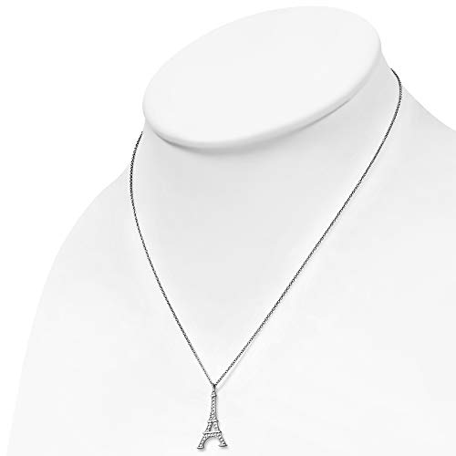 My Daily Styles 925 Sterling Silver French France Eiffel Tower CZ Pendant Necklace2