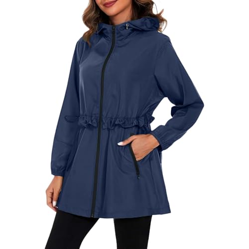 Coupe vent femme impermeable avec capuche veste legere sport