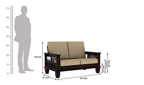 Image of House Solid Wooden Sheesham Teak Wood Sofa Set 2 Seater Home Living Room | 2 Seater Sofa Set Wooden | Office Furniture Sofa Set |Two Seater Sofa Set | Walnut Finish