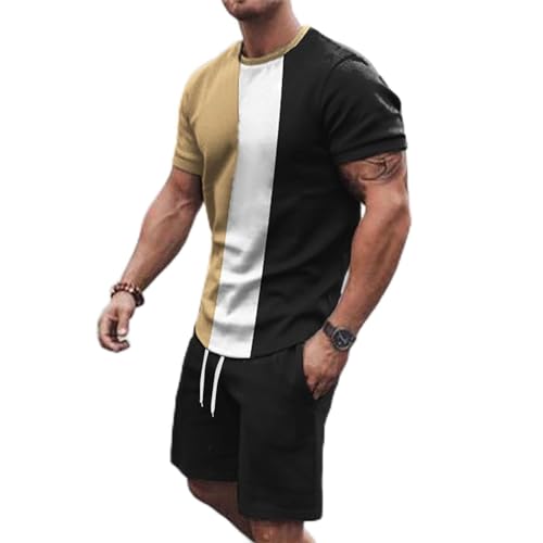 Generisch Trajes de hombre de manga corta traje deportivo moda playa estilo tropical diseño 3D traje de verano traje casual elegante moda hombre moda moda tendencias, Negro , M