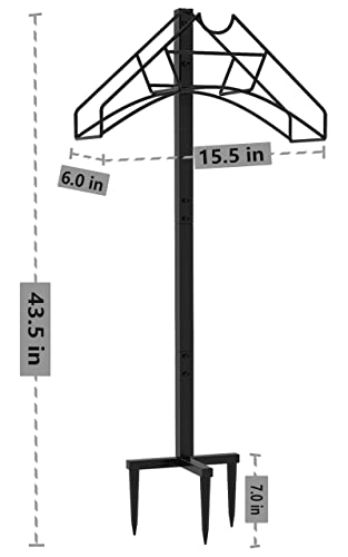 Freestanding Garden Hose Holder Hanger, Heavy Duty Metal Water Hose Reel Storage Stand Rack for Yard Lawn, Bright Black (Hose not Included)