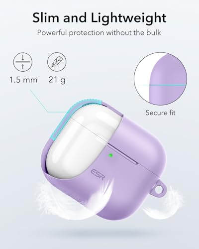 Image of ESR for AirPods 4 Case, Compatible with AirPods 4th Generation Case (2024) (USB-C), Magnetic Lid Lock, Full Drop Protection Cover, Cloud Soft Case, Purple