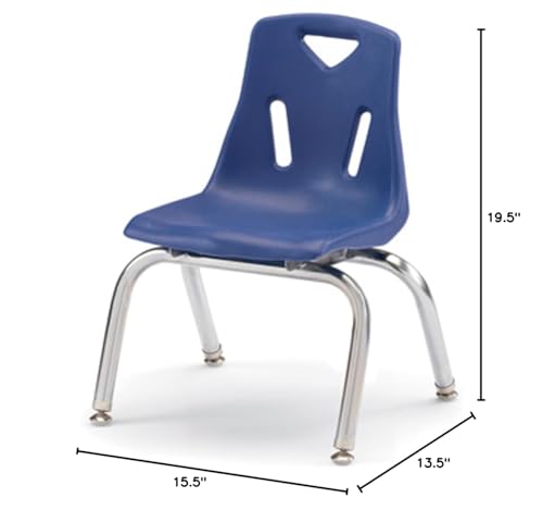 Image of Berries 8140JC1003 Stacking Chair with Chrome-Plated Legs, 10 inch Height, Blue
