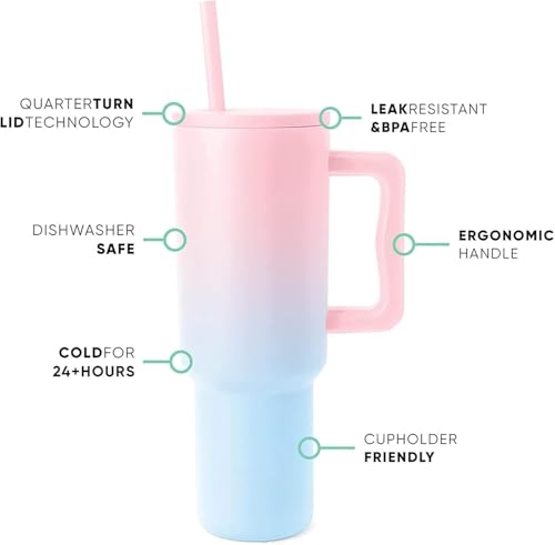Image of SKDBPM Personalized Stainless Steel Tumbler with Handle, 1200ml Capacity, Black Insulated Travel Mug with Straw, Custom Name Design (Tumbler Candy)