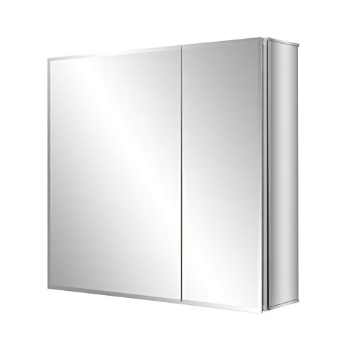 Fundin Bathroom Mirror Medicine Cabinet Aluminum Storage Cabinet 30 X 26 Inch Beveled Edge Frameless Double Sided Mirror Door Recess Or Surface Mount With 5X Magnifying Makeup Mirror #TOP2