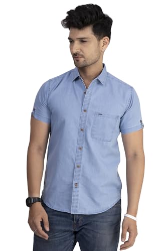 Image of Men's Denim Casual Shirts for Men | Half Sleeve Shirt | Regular Fit