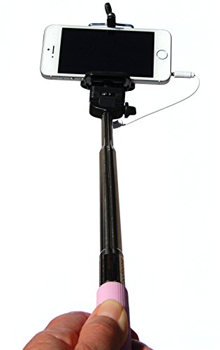 Selfie Stick For Easy Phone Photos | 3.5Mm Audio Jack Plug In Cable And Click Button | (Pink-Single) #TOP7