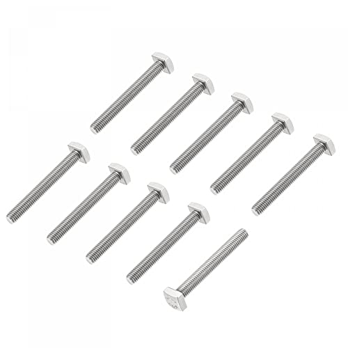 Image of uxcell Square Head Bolt, 10pcs M5x35mm Fully Thread 304 Stainless Steel Grade C Square Machine Screws
