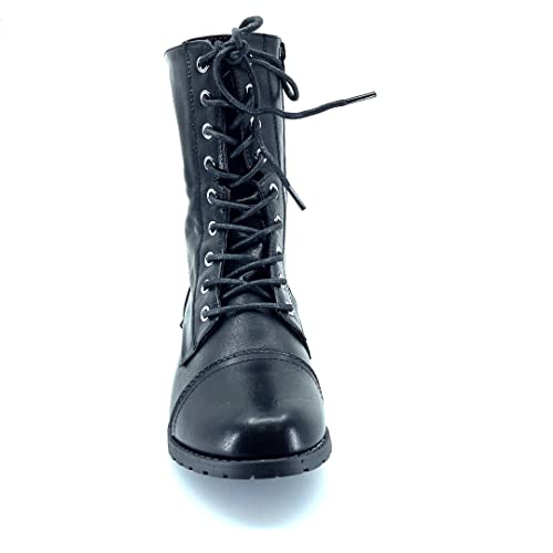 ABSOLEX Womens Lace up Round Toe Low Heel Combat Boots2