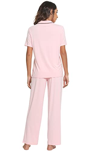 WiWi Bamboo Viscose Pajamas Set for Women Soft Button Down Sleepwear Pj Lightweight Lounge Sets Loungewear S-XXL2