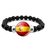 MMIUAEG National Flag Soccer Ball Stretch Bracelets for Men Women, Beaded Soccer Fan Wristband for International Game Day Sports Jewelry-Spain