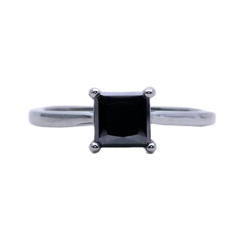 Bague solitaire en argent 925 et spinelle noire LK_DHR_0239