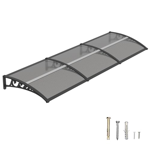 DAWNINGHOMM Vordach für Haustür 150 × 240 cm, Überdachung mit ABS-Halterungen, Vordach Regen-, Schnee- und UV-Schutz – Vielseitig für Eingang, Fenster & Terrasse