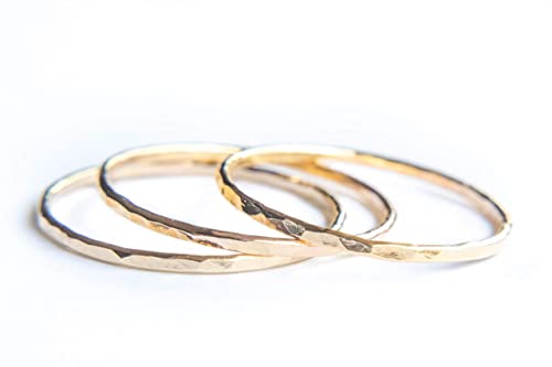 Ellie J Maui Hammered Gold Ring, Gold Stacking Rings thumb #8