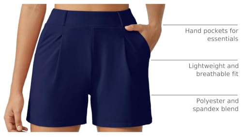Image of G4Free EverGoing Dressy Casual Shorts for Women 4 inch High Waisted Summer Lounge Pleated Shorts with Pockets