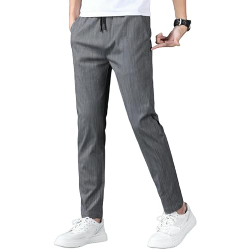 Men's Spring Summer Thin Elastic Korean Style Trendy Straight Slim Fit Casual Pants